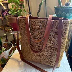 Madewell Tan and Brown Structured Tote Bag